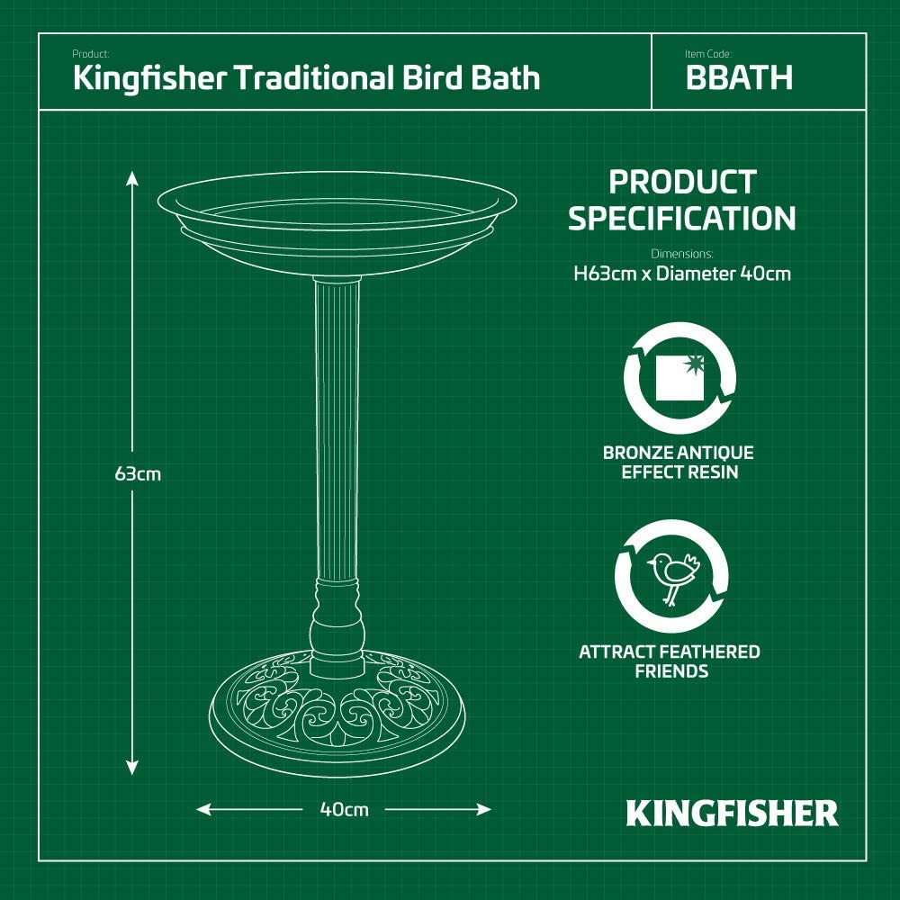 Traditional Bird Bath Pedestal Table Outdoor Waterproof Garden Feature Wild Bird Traditional Bird Bath Pedestal Table Outdoor Waterproof Garden Feature Wild Bird